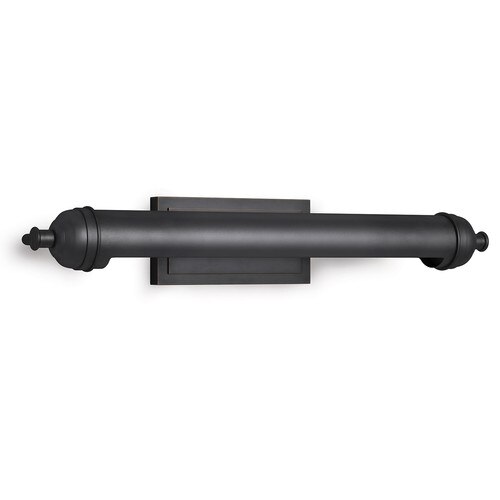 Large black wall fixture with a cylindrical metal shade
